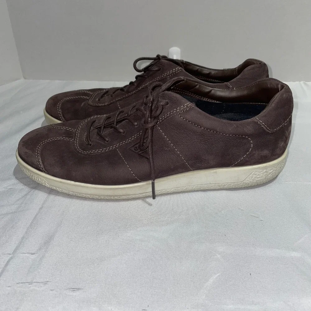 ECCO‎ Soft 7 Mens Brown Nubuck Leather Sneakers Low Top Shoes Size 43 9.5-10